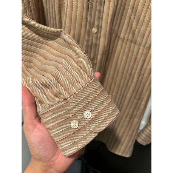 Vintage Burberry London Classic Stripe Print Made in USA Long Sleeve Shirt Sz M - Picture 3 of 5